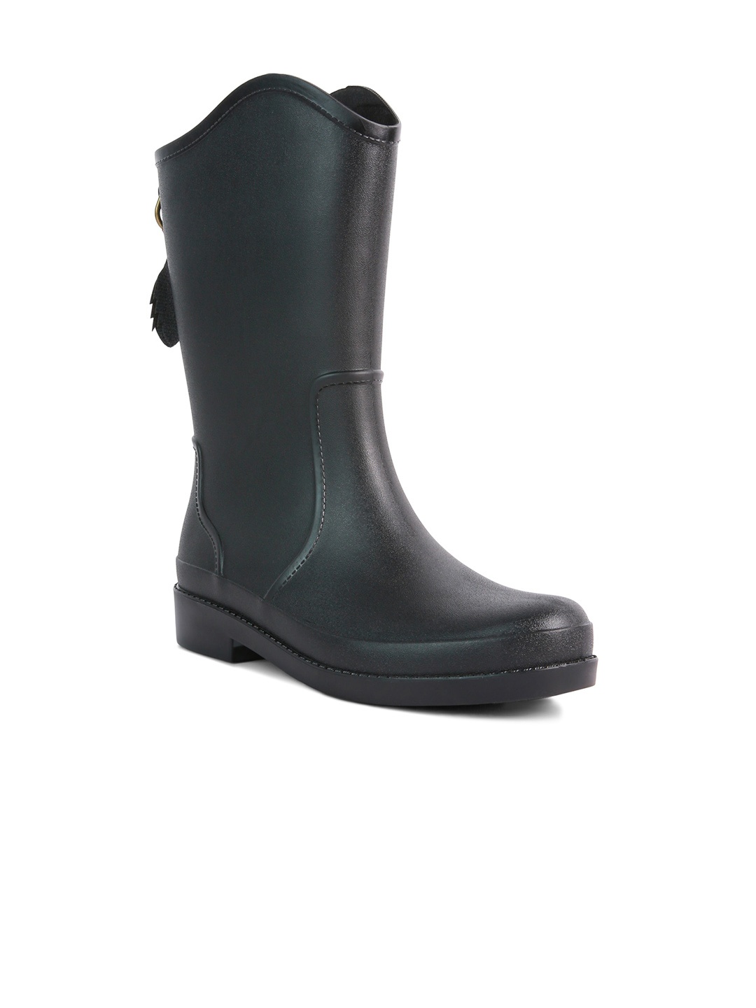 

London Rag Women High Top Block Heels Rain Boots, Black