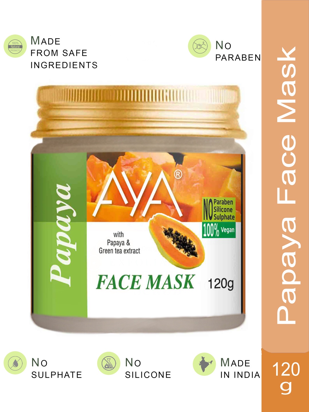 

AYA Paraben-Free & Silicone-Free Papaya Face Mask With Green Tea Extract - 120g