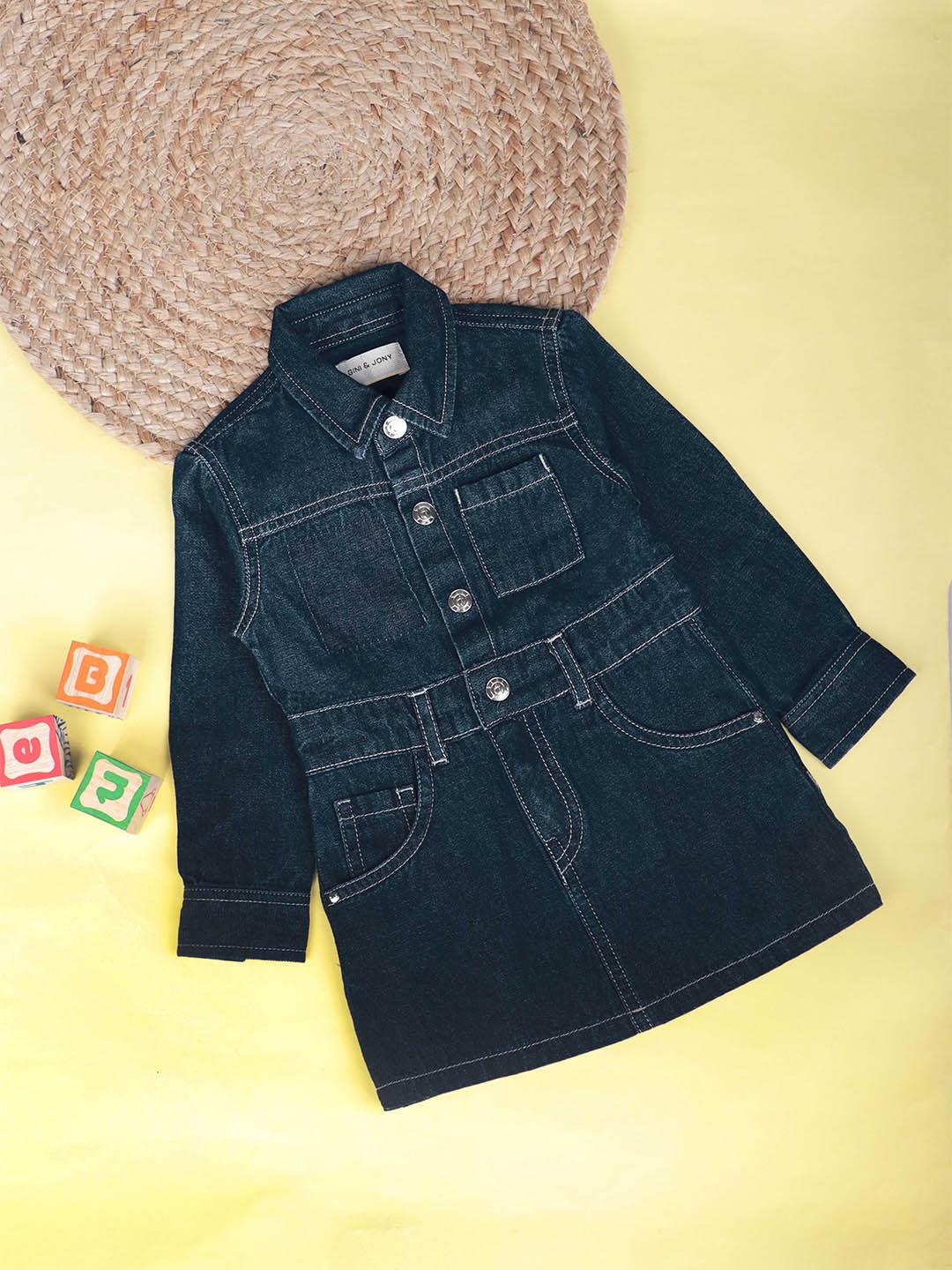 

Gini and Jony Girls Shirt Collar Full Sleeves Shirt Dress, Navy blue