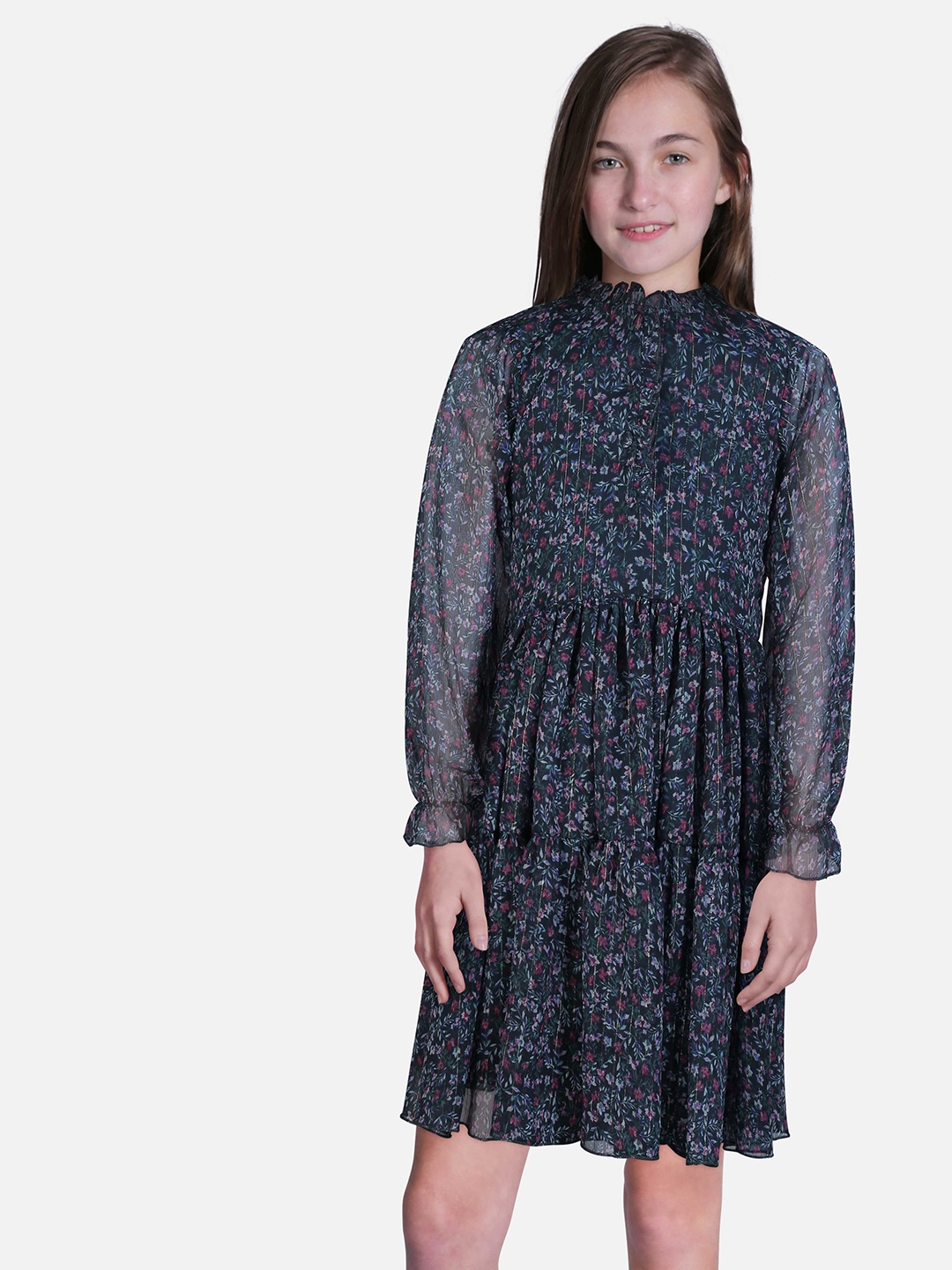 

Gini and Jony Floral Printed Fit & Flare Dress, Black