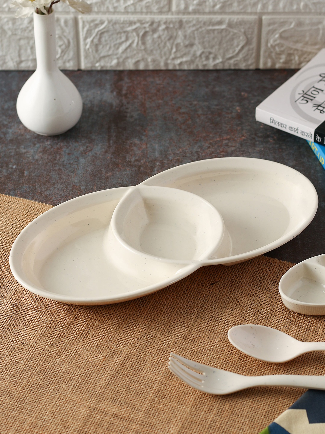 

LIVING ROOTS Off-White Melamine Serving Platter