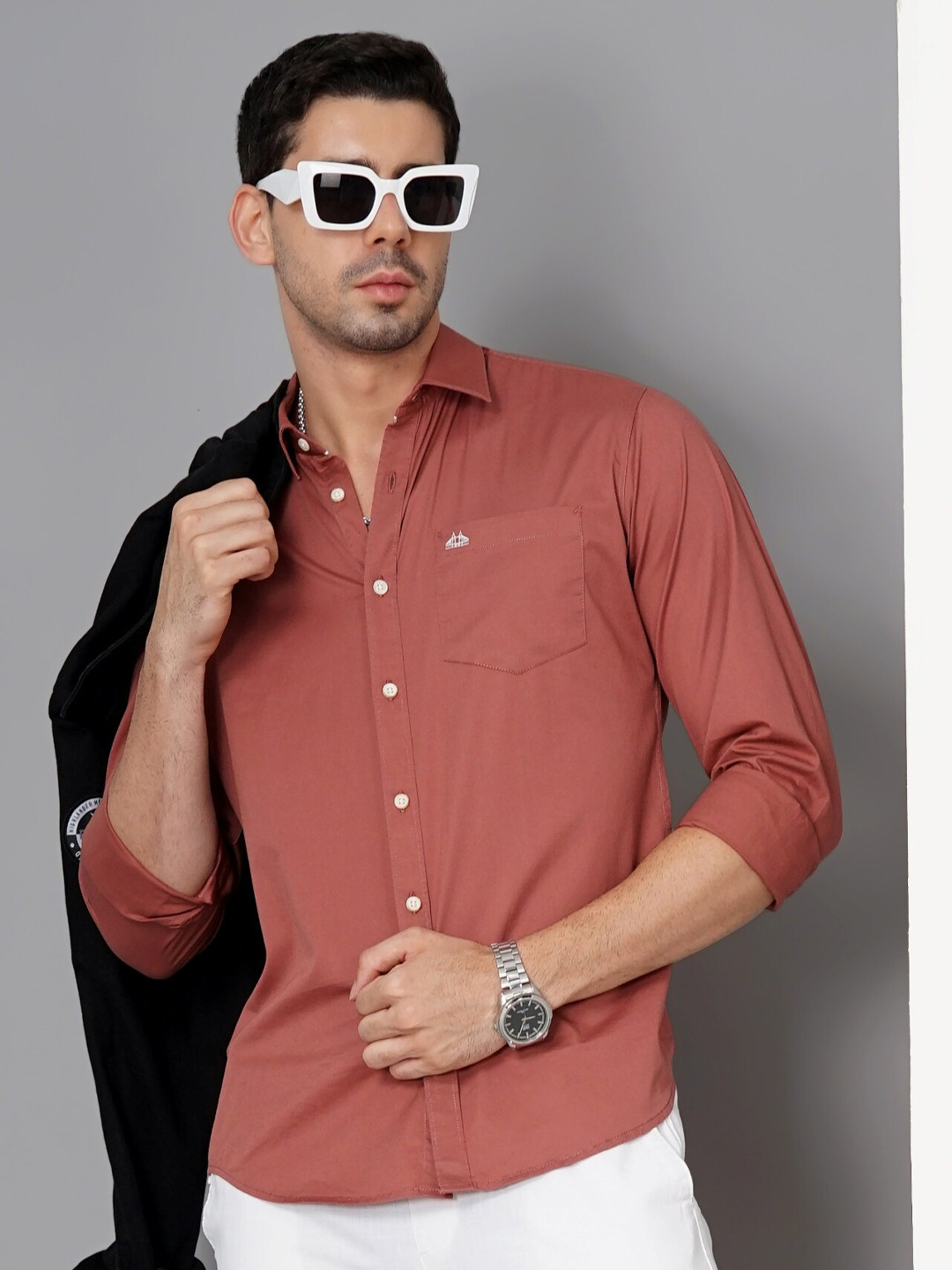 

British Club Smart Slim Fit Cotton Casual Shirt, Copper