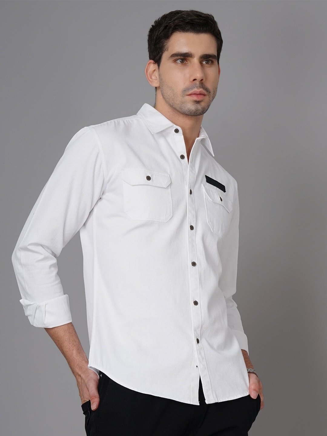 

British Club Smart Slim Fit Cotton Casual Shirt, White