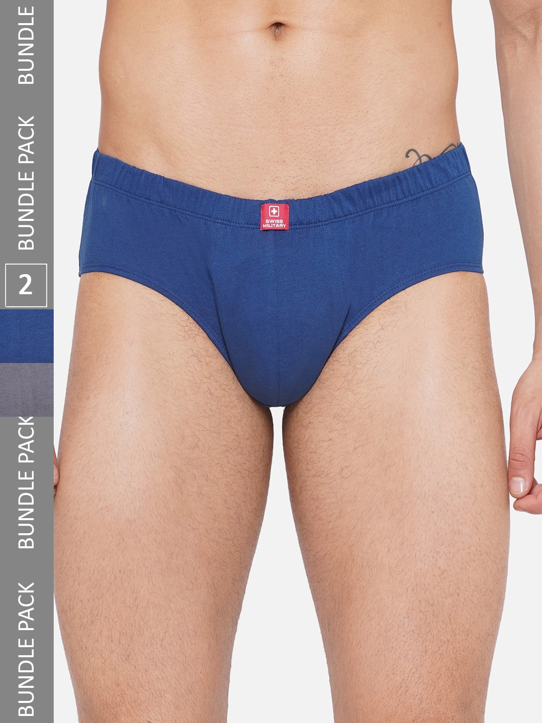 

SWISS MILITARY Men Pack Of 2 Cotton Basic Briefs, Blue
