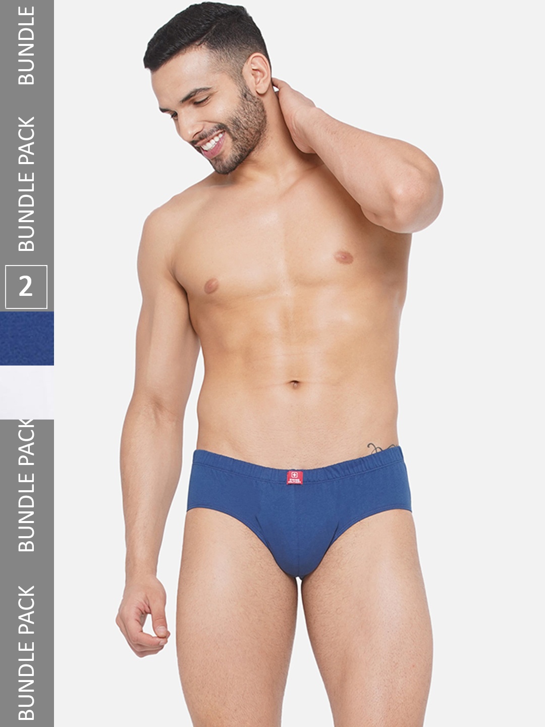 

SWISS MILITARY Men Pack Of 2 Cotton Basic Briefs, Blue