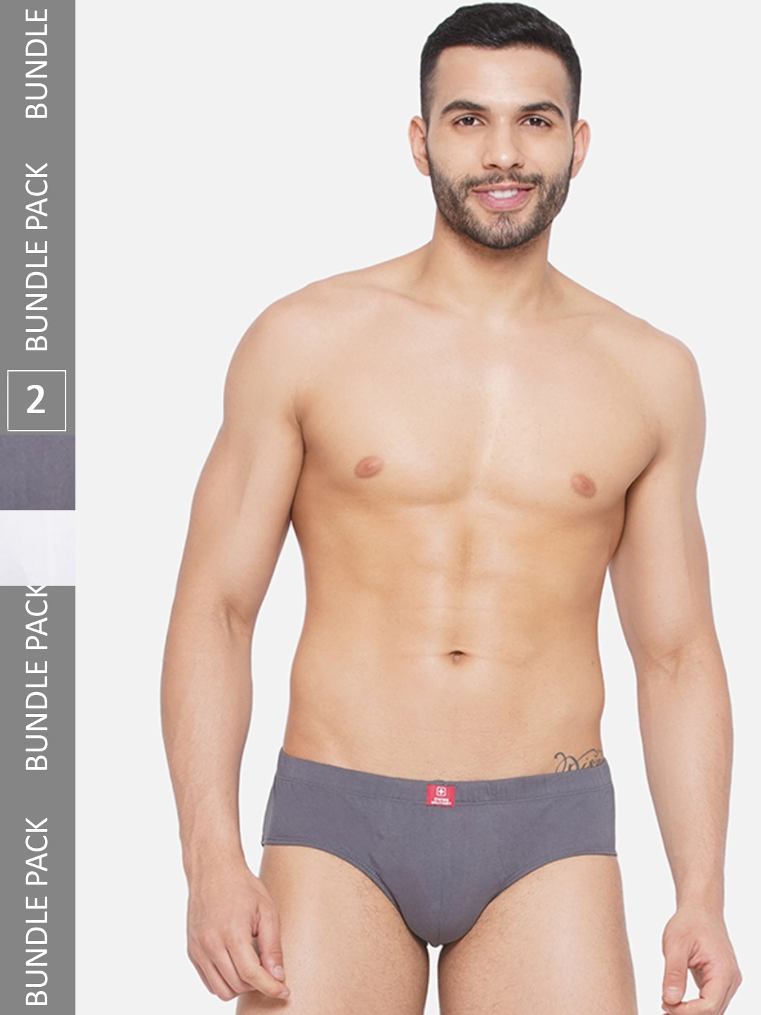 

SWISS MILITARY Men Pack Of 2 Mid-Rise Cotton Basic Briefs, White