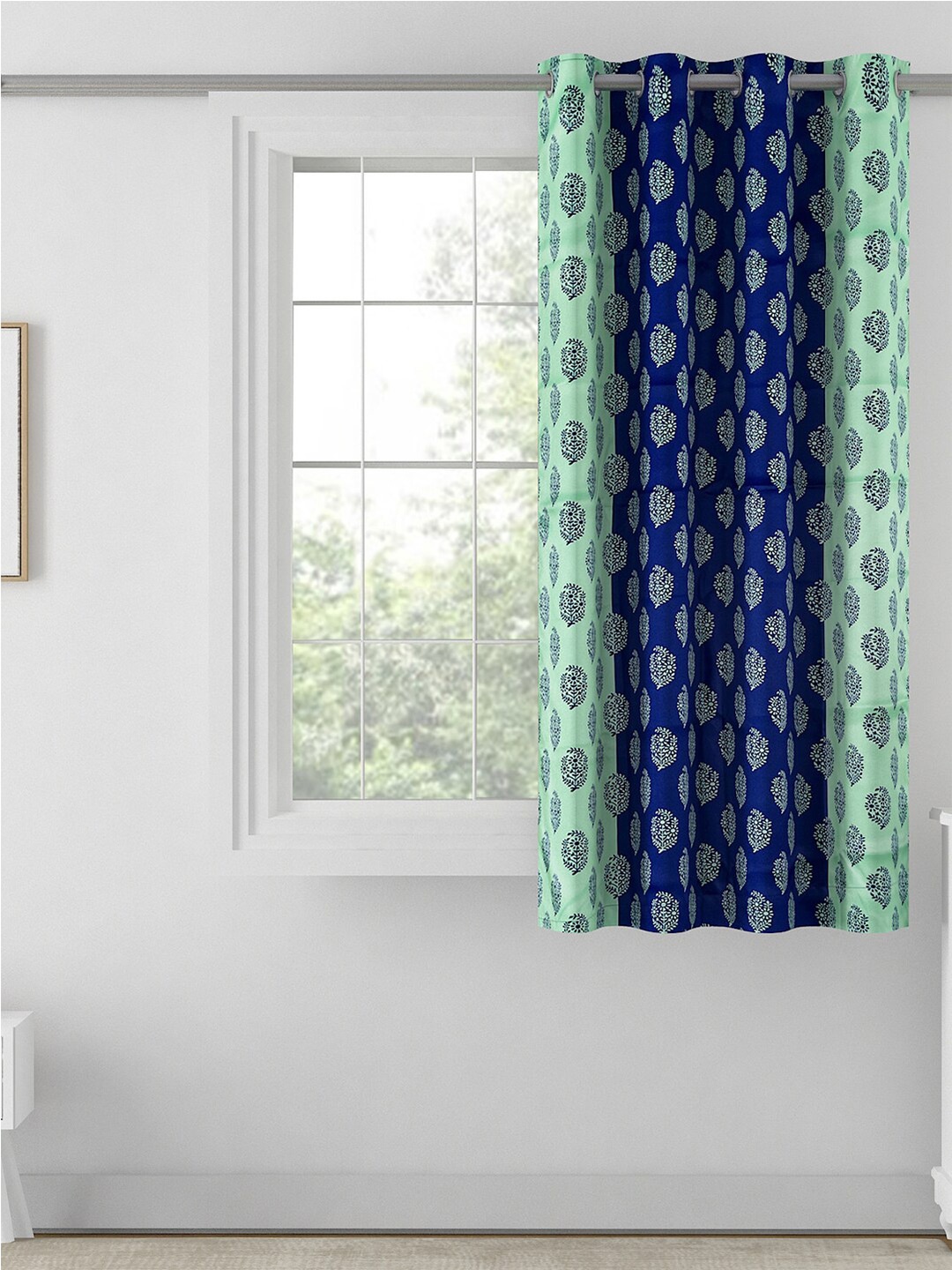 

SWAYAM Teal & Green Ethnic Motifs Room Darkening Window Curtain