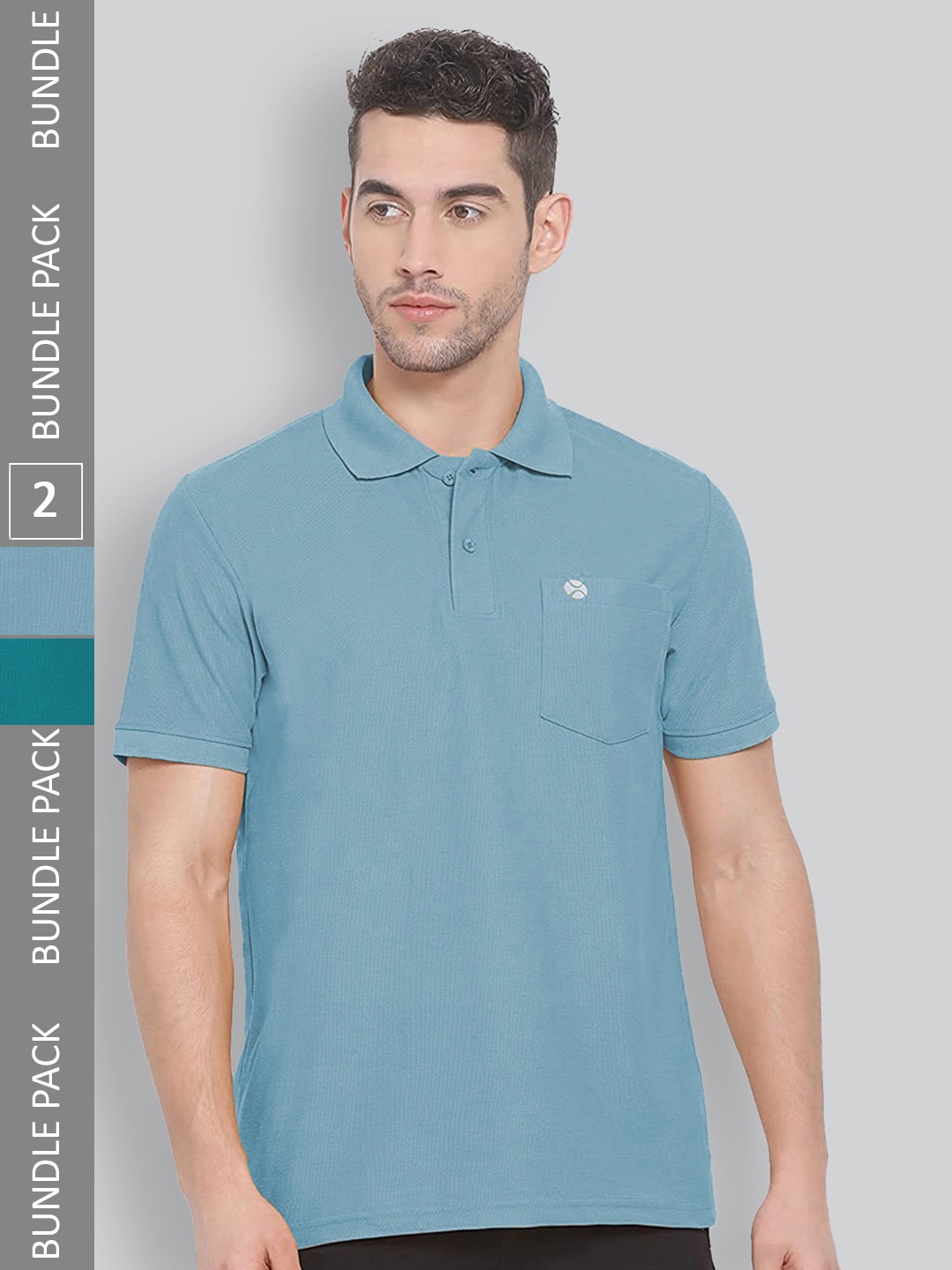 

LUX NITRO Pack Of 2 Polo Collar Anti Odour Cotton Blend Sports T-shirt, Blue
