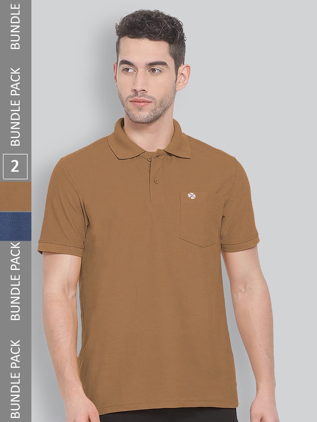 

LUX NITRO Pack Of 2 Polo Collar Anti Odour Sports T-shirt, Brown