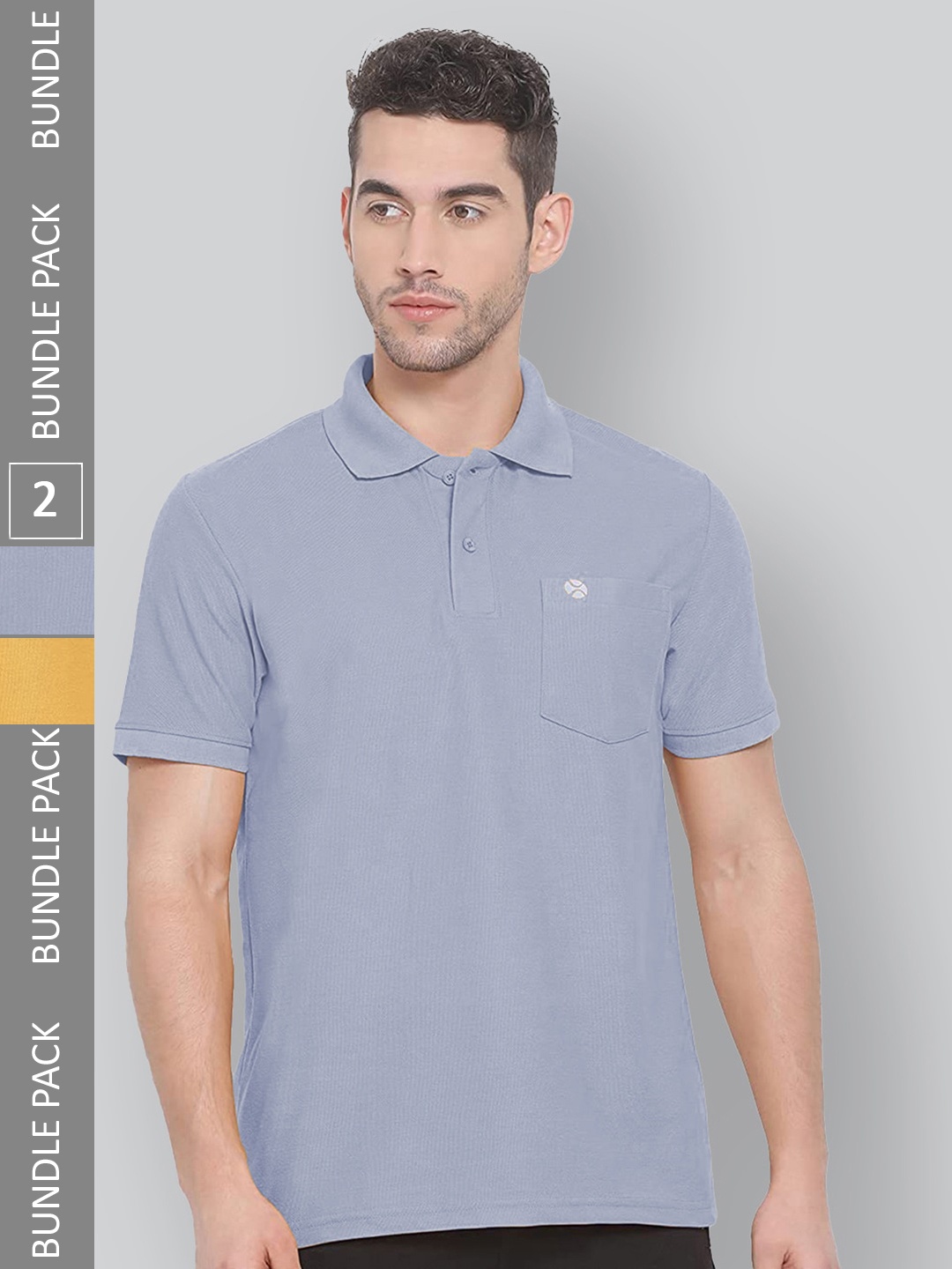 

LUX NITRO Pack Of 2 Polo Collar Anti Odour Casual Cotton Blend T-shirts, Grey