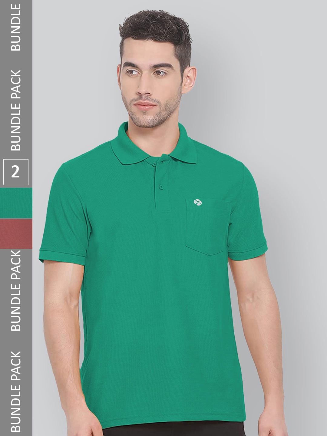 

LUX NITRO Pack Of 2 Polo Collar Anti Odour Sports T-shirt, Green
