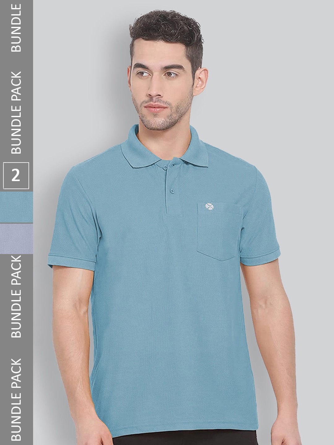 

LUX NITRO Pack Of 2 Anti Odour Polo Collar T-Shirt, Blue