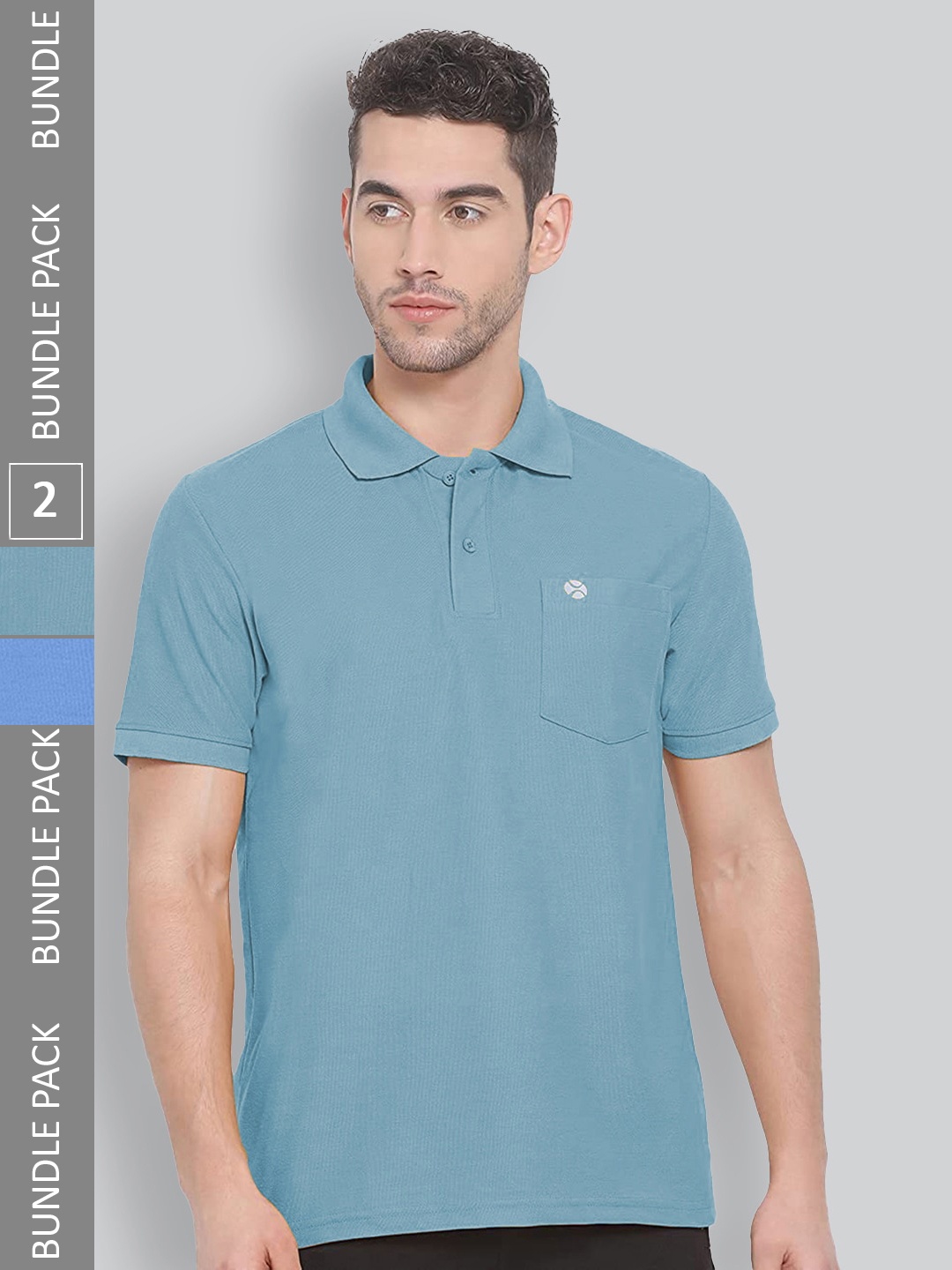 

LUX NITRO Pack Of 2 Polo Collar Anti Odour Casual T-shirts, Blue