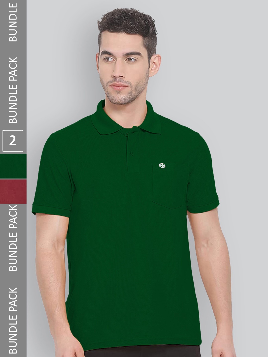 

LUX NITRO Pack Of 2 Polo Collar Anti Odour T-shirt, Green