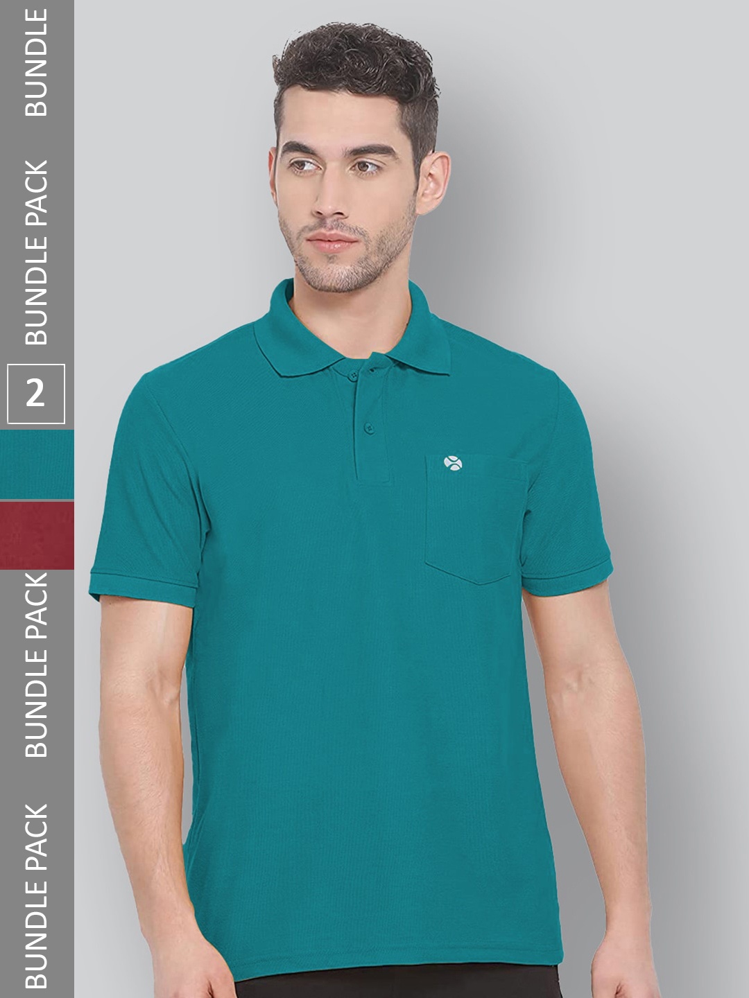 

LUX NITRO Pack Of 2 Polo Collar Anti Odour Sports T-shirt, Teal