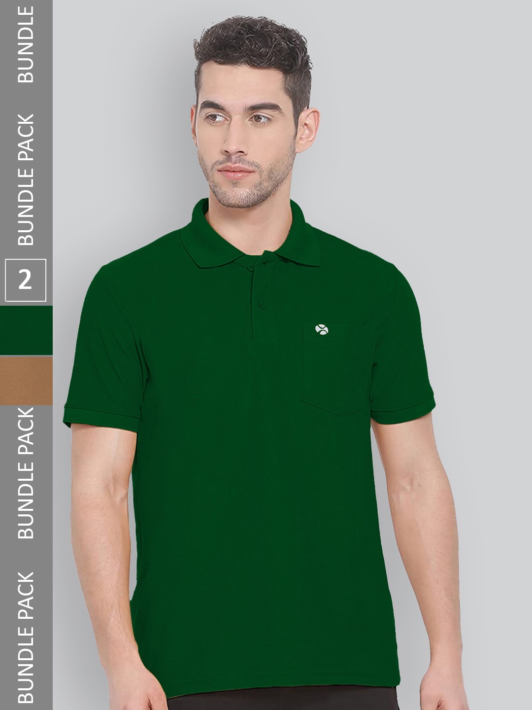 

LUX NITRO Pack Of 2 Polo Collar Anti Odour Cotton Blend Sports T-shirt, Green