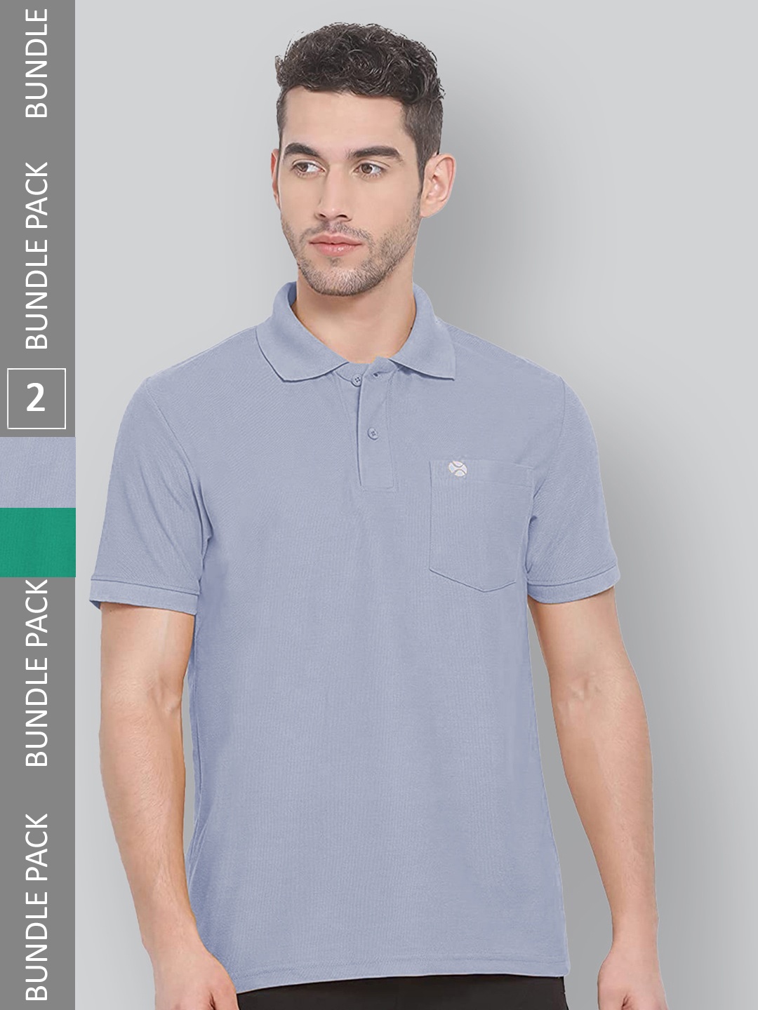 

LUX NITRO Pack of 2 Polo Collar Anti Odour T-shirts, Blue