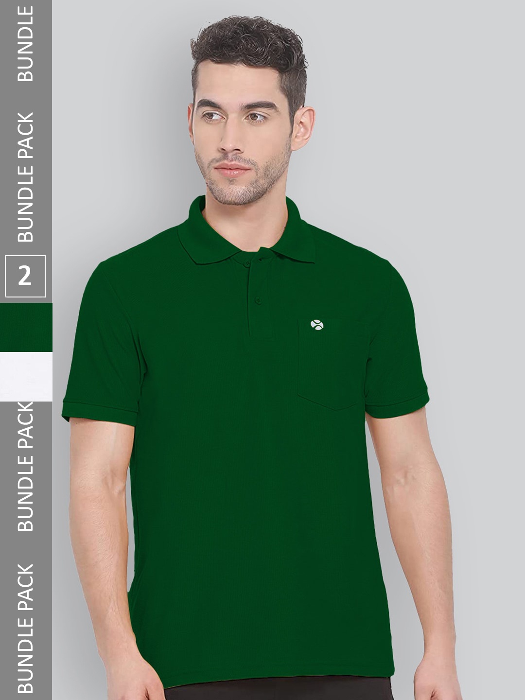 

LUX NITRO Pack of 2 Polo Collar Anti Odour T-shirts, Green