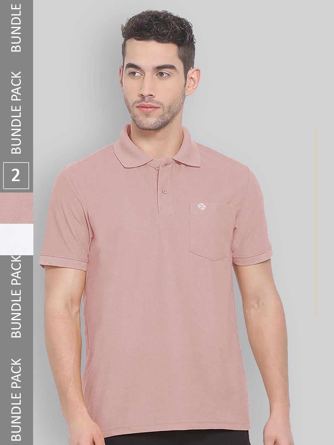 

LUX NITRO Pack Of 2 Polo Collar Anti Odour Casual T-shirts, Beige