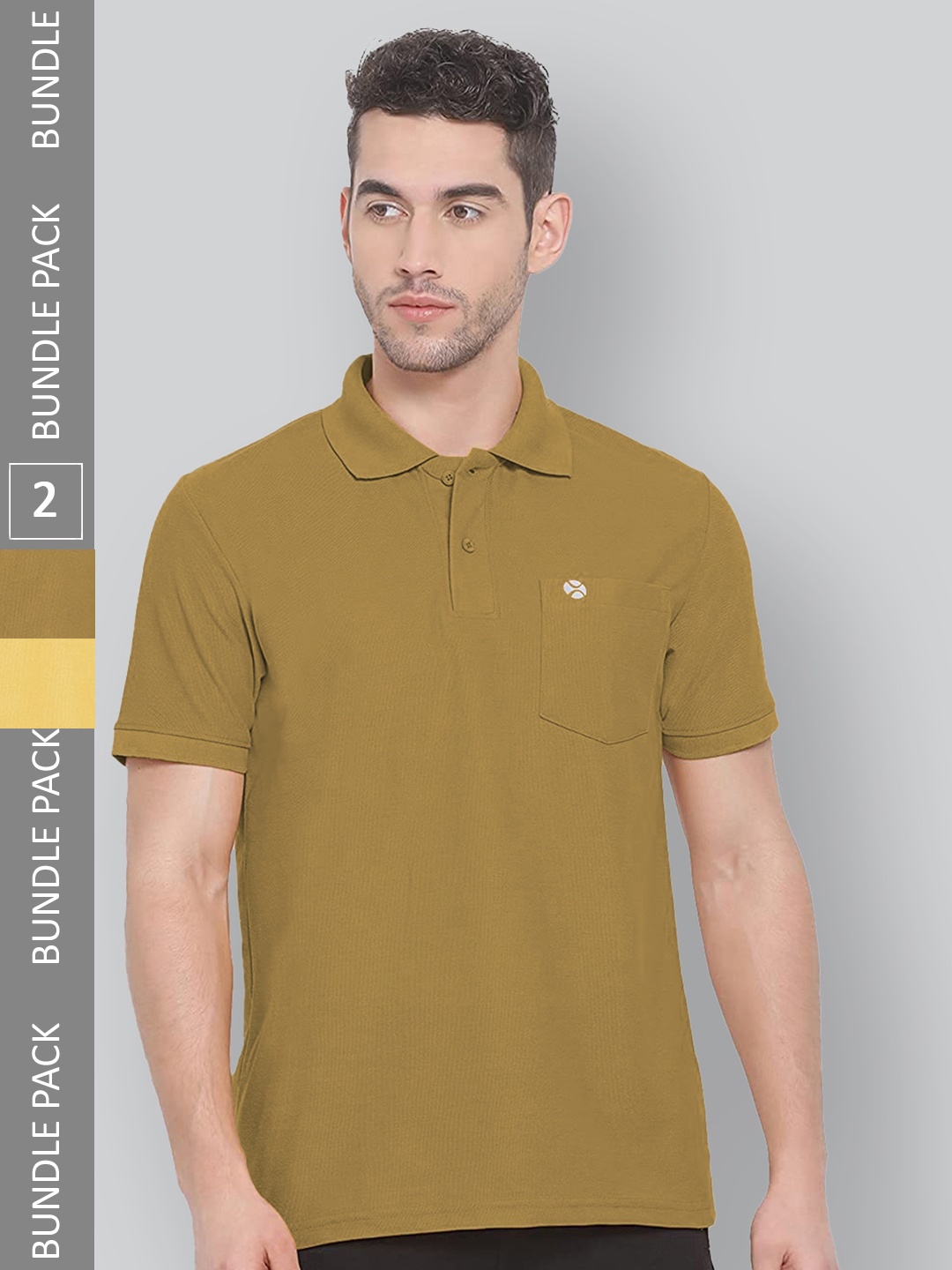 

LUX NITRO Pack Of 2 Polo Collar Anti Odour Sports T-shirt, Olive