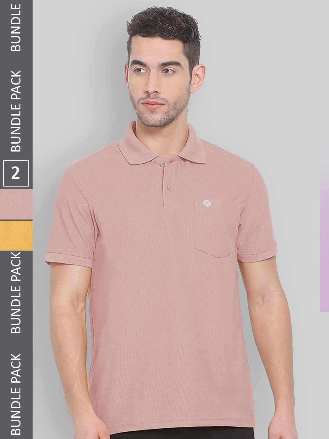 

LUX NITRO Pack of 2 Polo Collar Anti Odour T-shirts, Pink