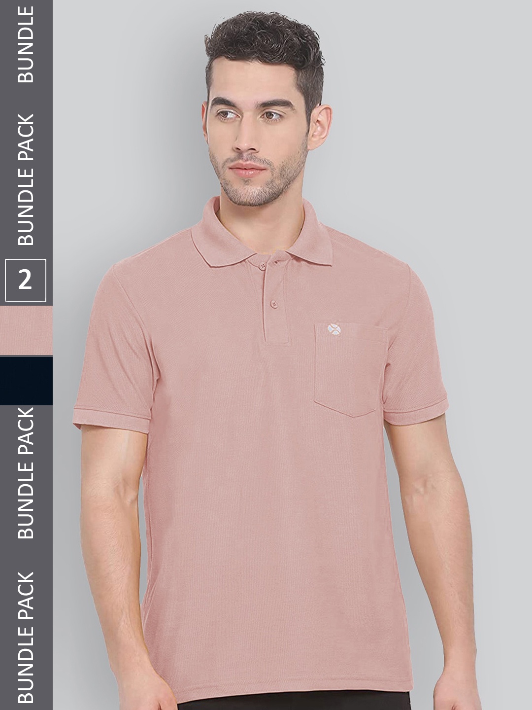 

LUX NITRO Pack Of 2 Anti Odour Polo Collar T-Shirt, Beige