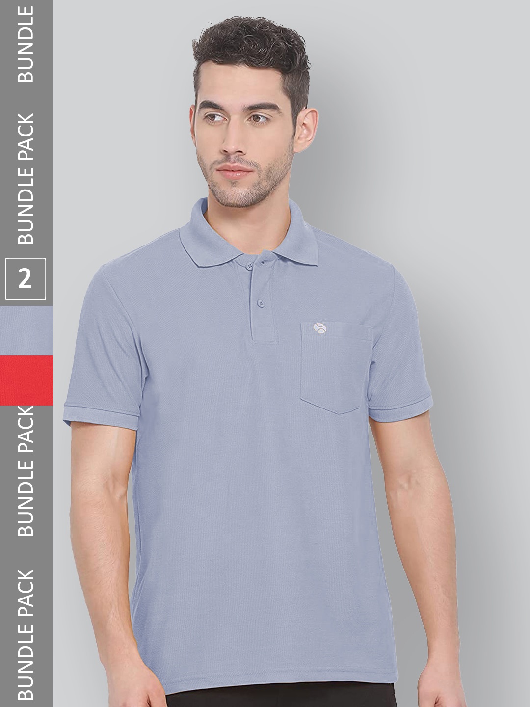 

LUX NITRO Pack Of 2 Polo Collar Anti Odour Sports T-shirt, Grey
