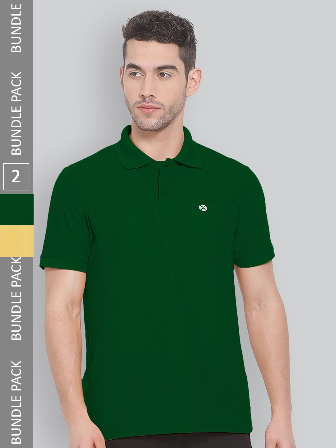 

LUX NITRO Pack Of 2 Polo Collar Anti Odour Sports T-shirt, Green