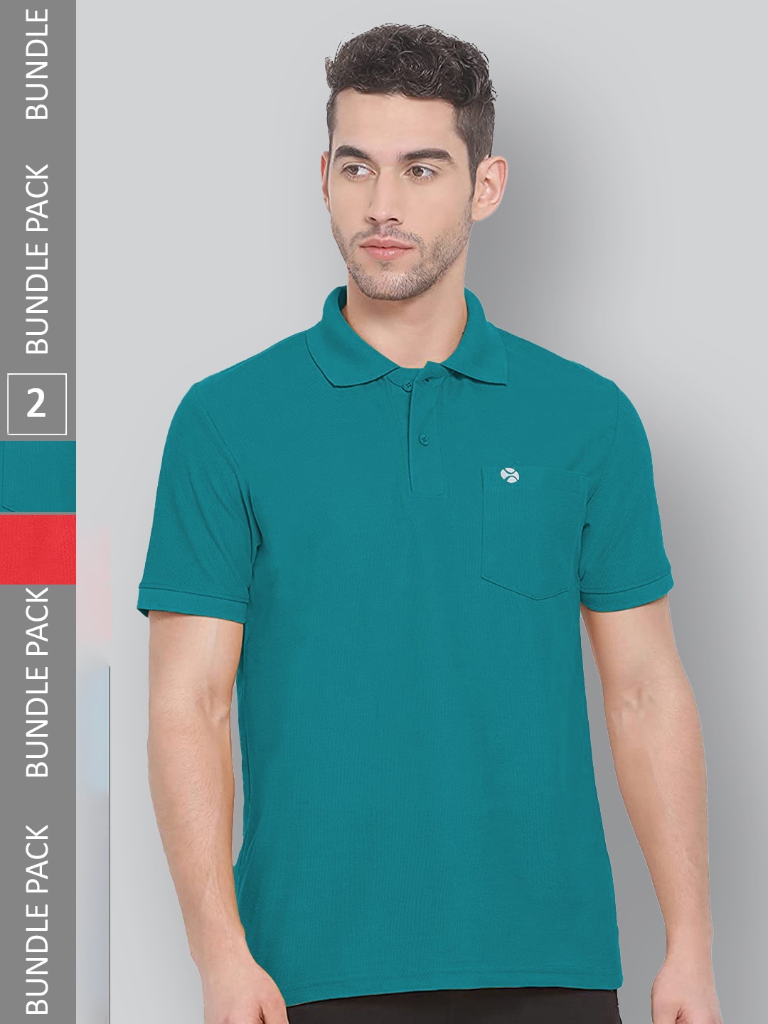 

LUX NITRO Pack of 2 Polo Collar Anti Odour T-shirts, Blue