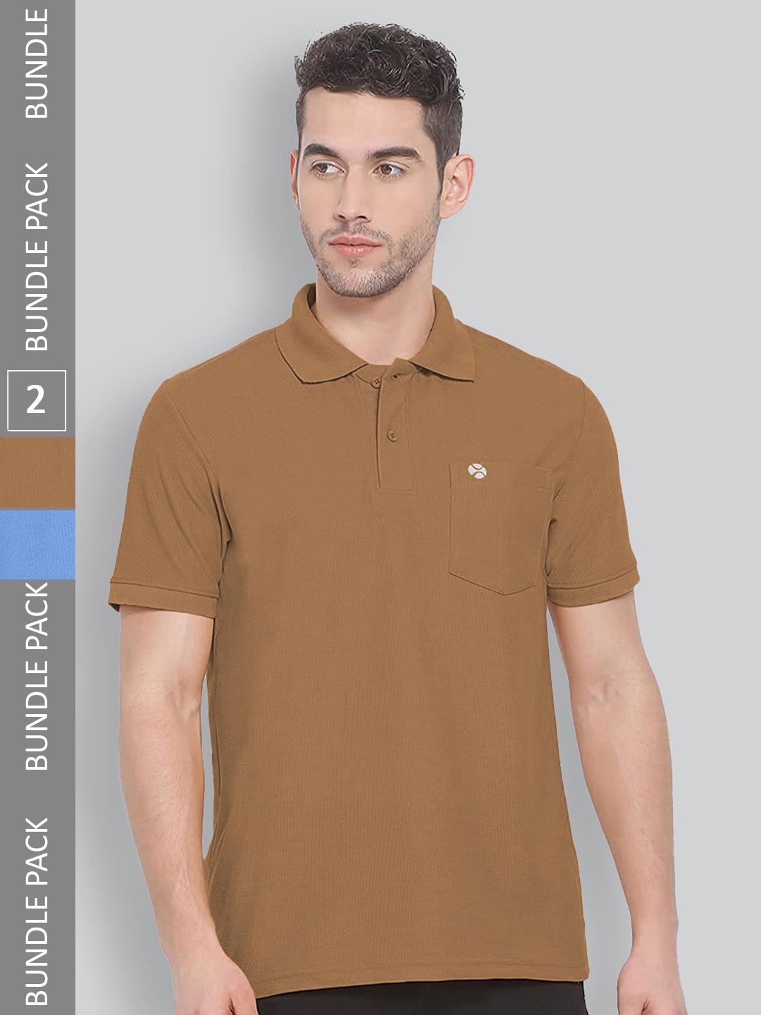 

LUX NITRO Pack Of 2 Anti Odour Polo Collar T-Shirt, Brown