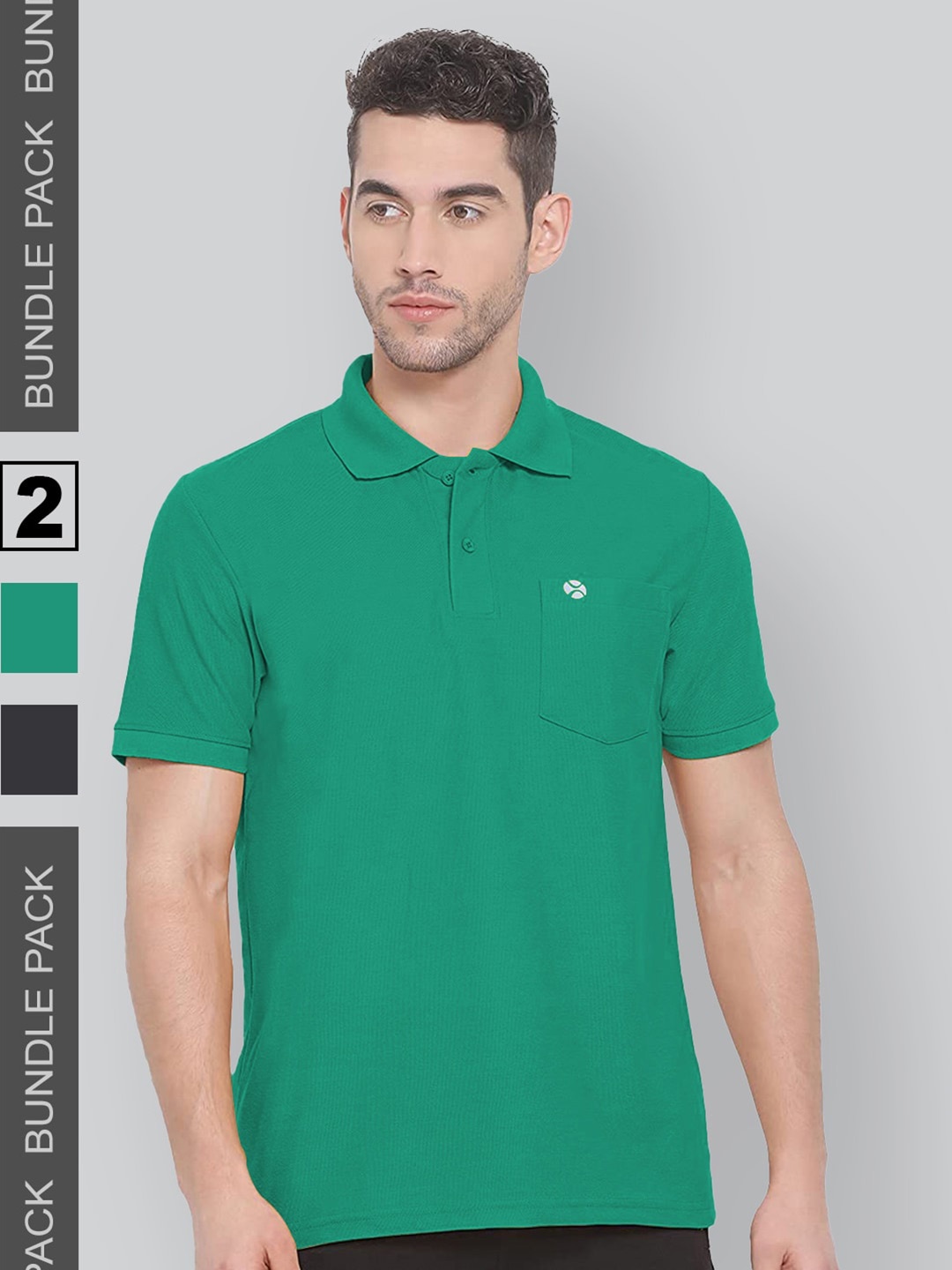 

LUX NITRO Pack Of 2 Anti Odour Polo Collar T-Shirt, Green