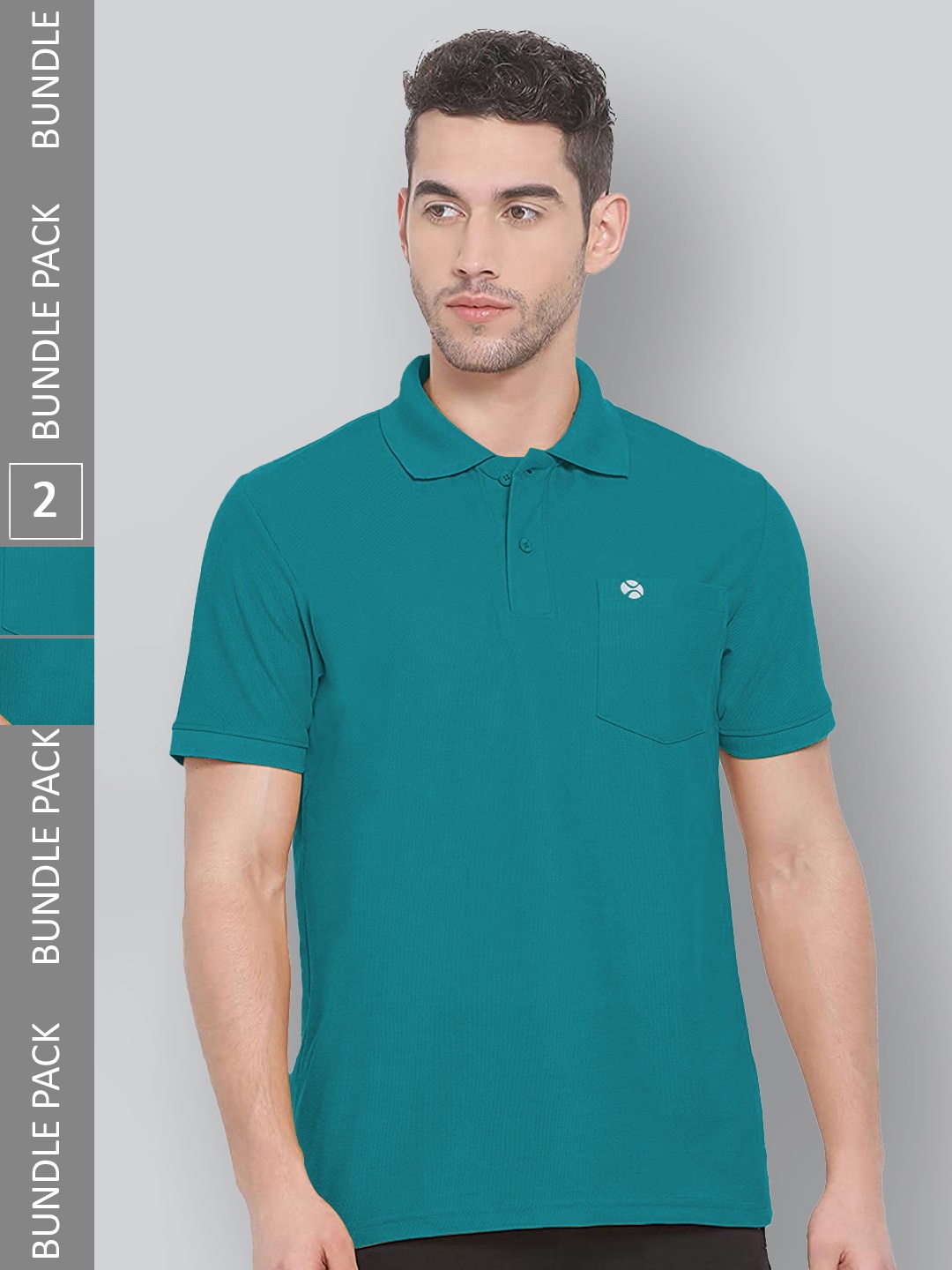 

LUX NITRO Pack Of 2 Polo Collar Anti Odour Sports T-shirt, Teal