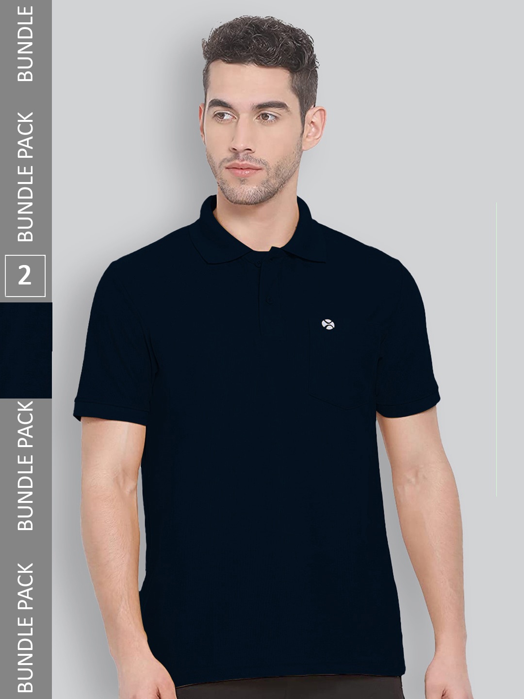 

LUX NITRO Pack Of 2 Polo Collar Anti Odour Sports T-shirt, Navy blue