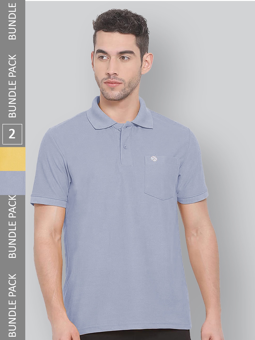

LUX NITRO Pack Of 2 Polo Collar Anti Odour Sports T-shirt, Grey