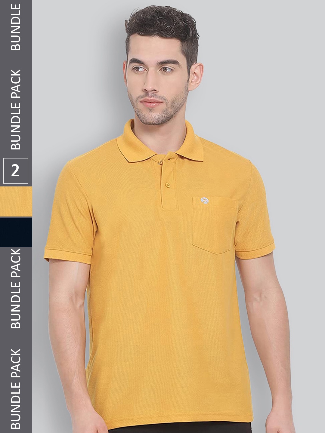 

LUX NITRO Pack Of 2 Anti Odour Polo Collar T-Shirt, Yellow
