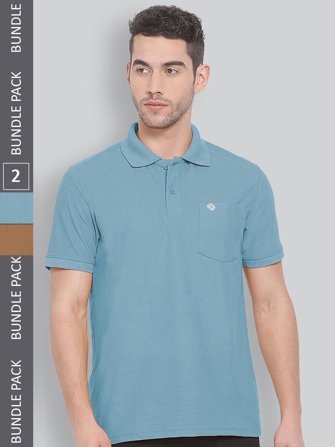 

LUX NITRO Pack Of 2 Polo Collar Anti Odour Cotton Blend Sports T-shirt, Blue