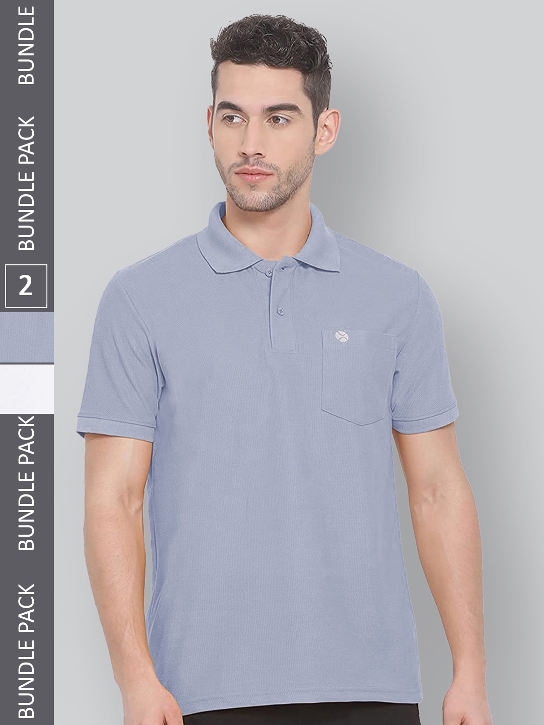 

LUX NITRO Pack Of 2 Polo Collar Anti Odour Cotton Blend Sports T-shirt, Grey