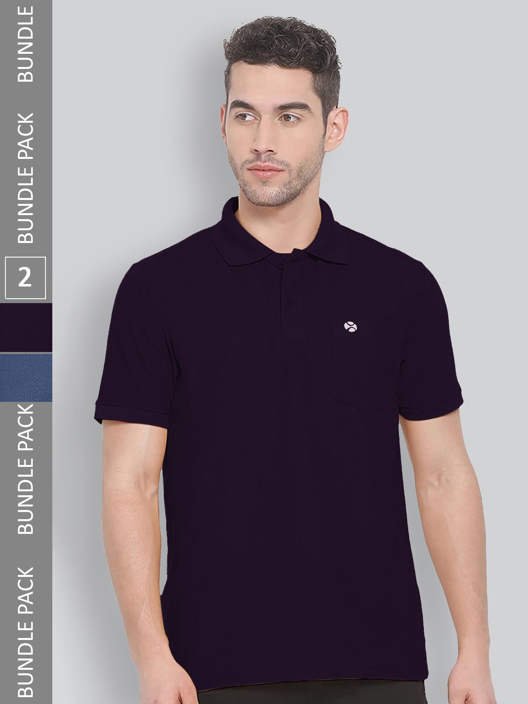 

LUX NITRO Pack of 2 Polo Collar Anti Odour T-shirts, Navy blue