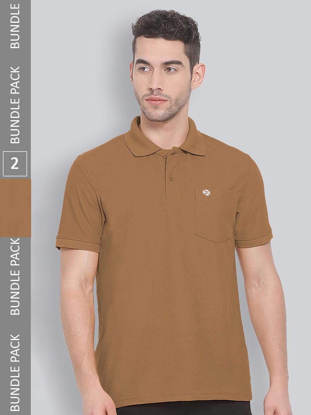 

LUX NITRO Pack Of 2 Polo Collar Anti Odour Sports T-shirt, Brown