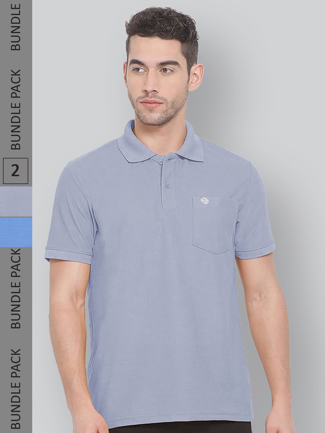 

LUX NITRO Pack of 2 Polo Collar Anti Odour T-shirts, Grey