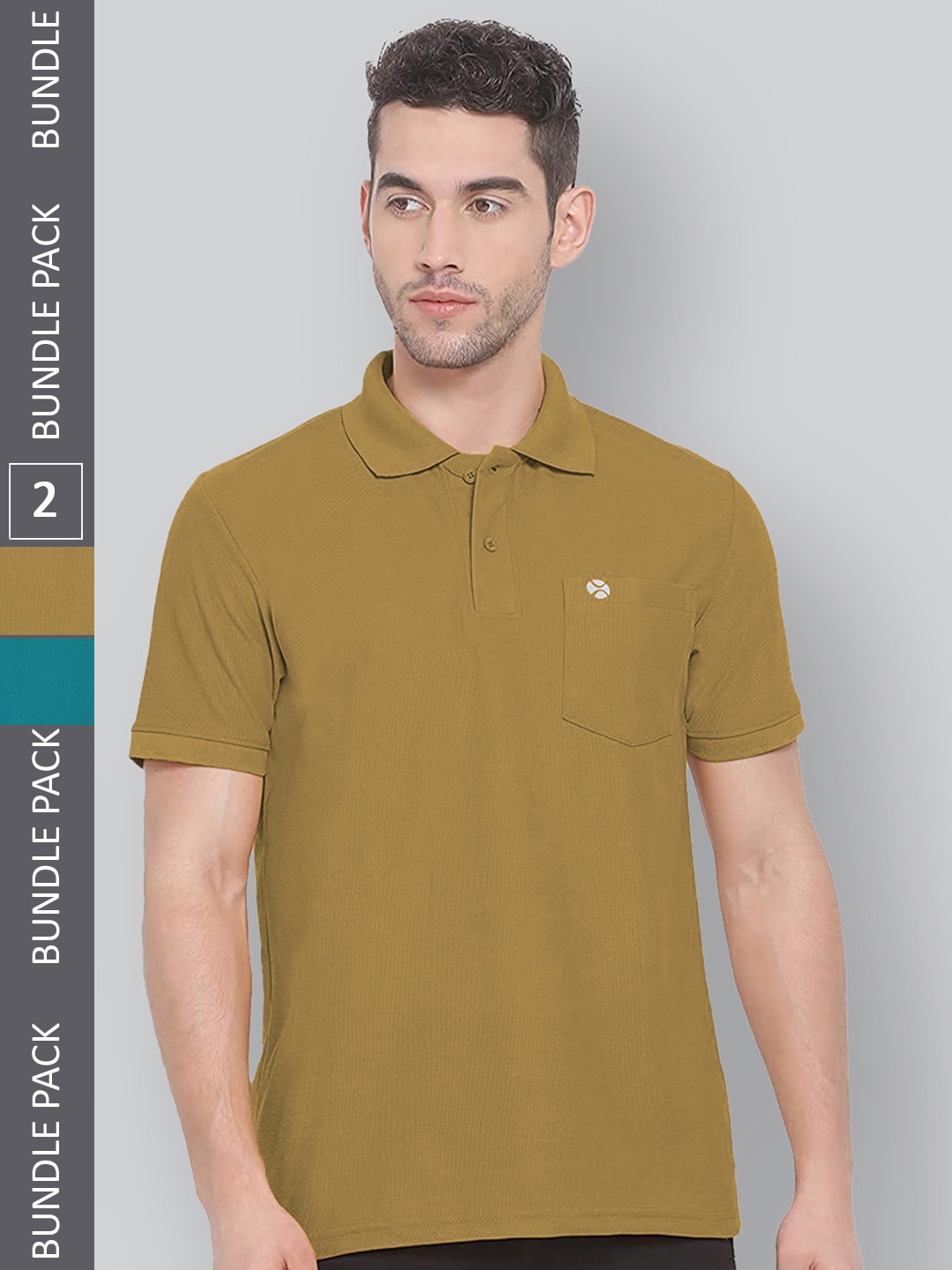 

LUX NITRO Pack Of 2 Polo Collar Anti Odour Sports T-shirt, Olive