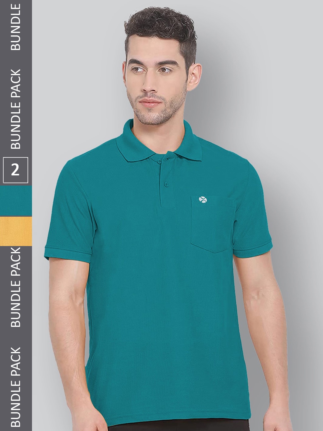 

LUX NITRO Pack Of 2 Polo Collar Anti Odour Casual T-shirts, Teal