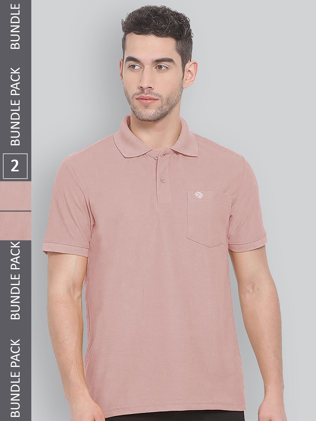 

LUX NITRO Pack Of 2 Polo Collar Anti Odour Sports T-shirt, Peach