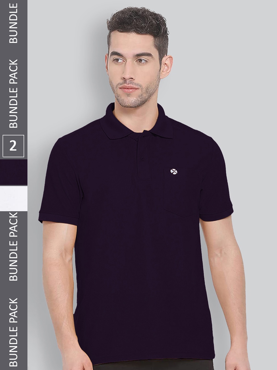 

LUX NITRO Pack of 2 Polo Collar Anti Odour T-shirts, Navy blue