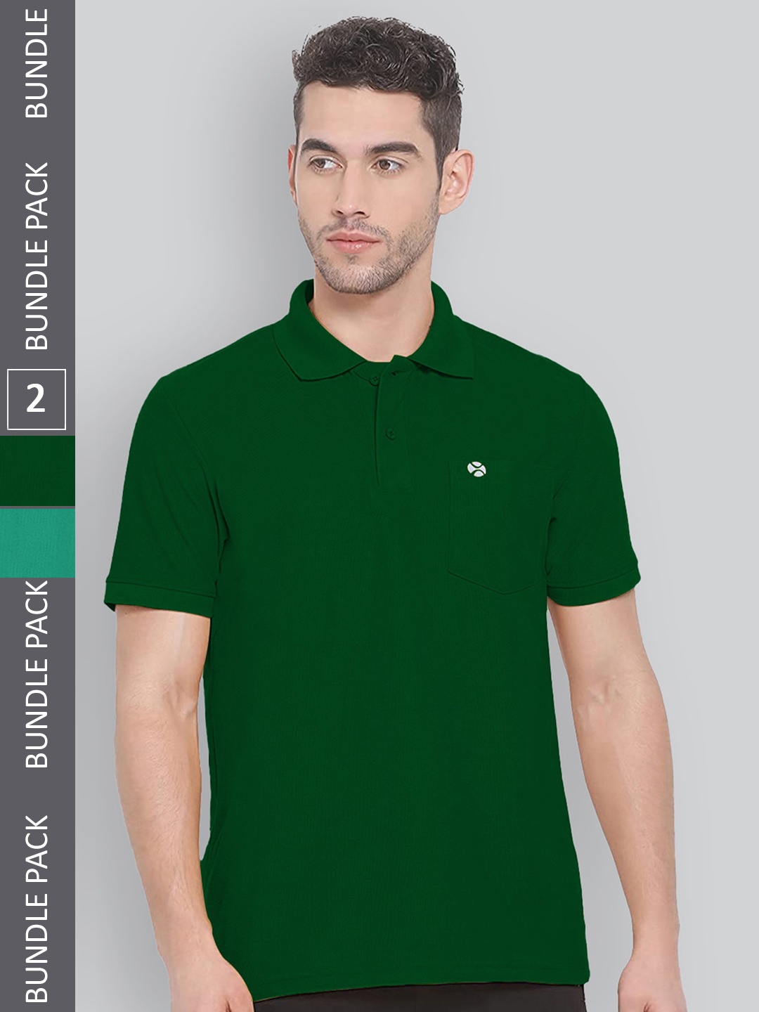 

LUX NITRO Pack Of 2 Polo Collar Anti Odour Sports T-shirt, Green