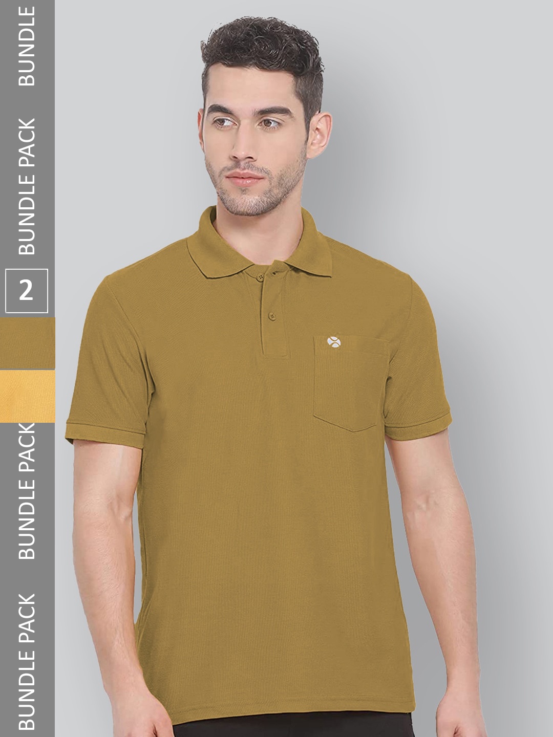 

LUX NITRO Pack Of 2 Polo Collar Anti Odour Sports T-shirt, Olive