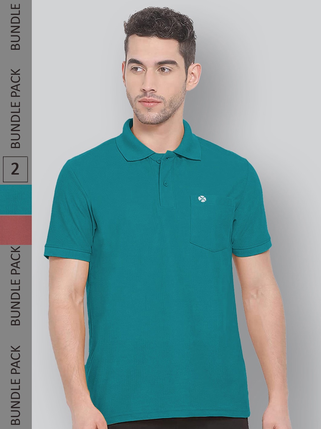 

LUX NITRO Pack of 2 Polo Collar Anti Odour T-shirts, Teal