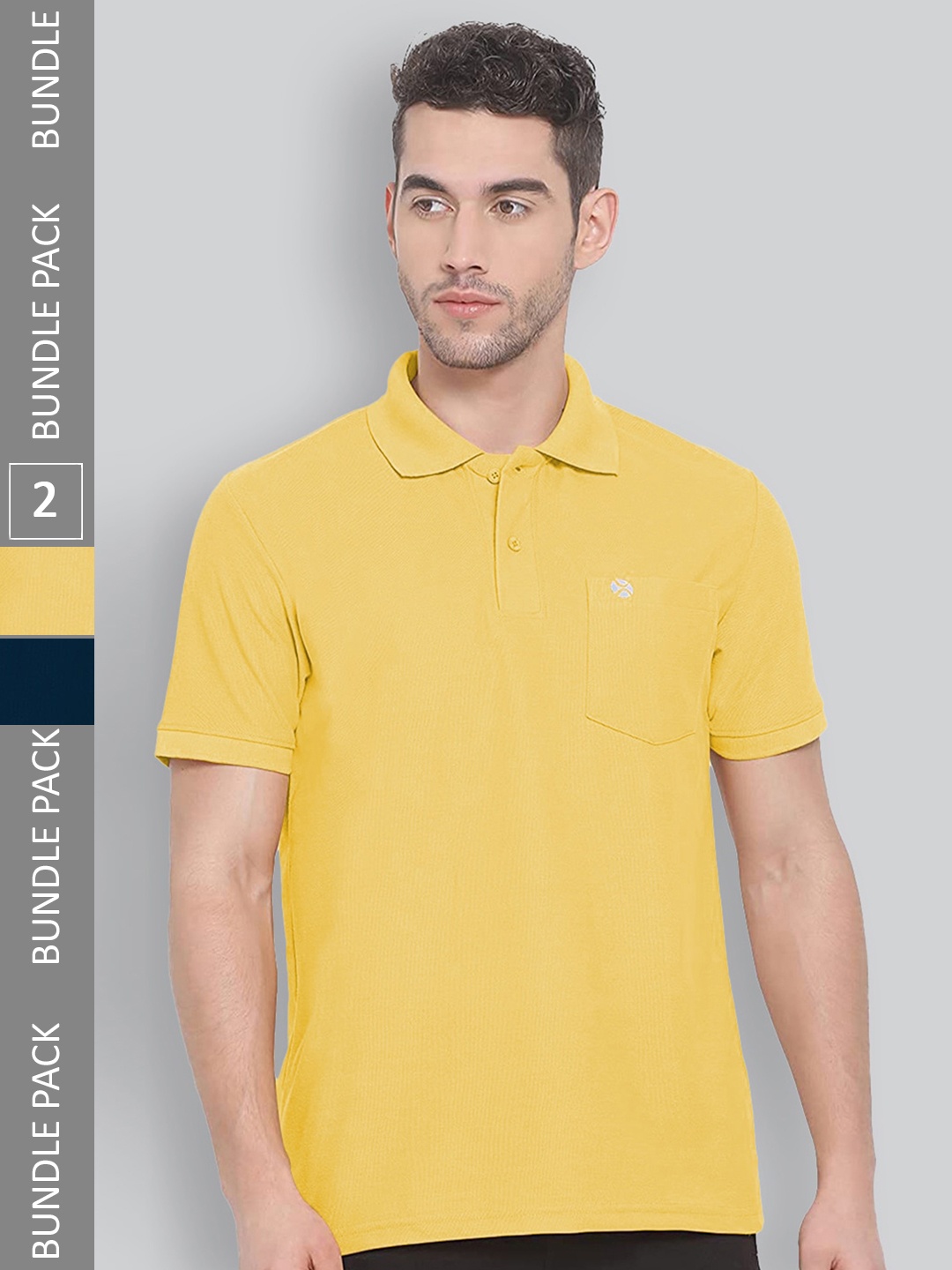 

LUX NITRO Pack Of 2 Polo Collar Anti Odour Casual T-shirts, Yellow