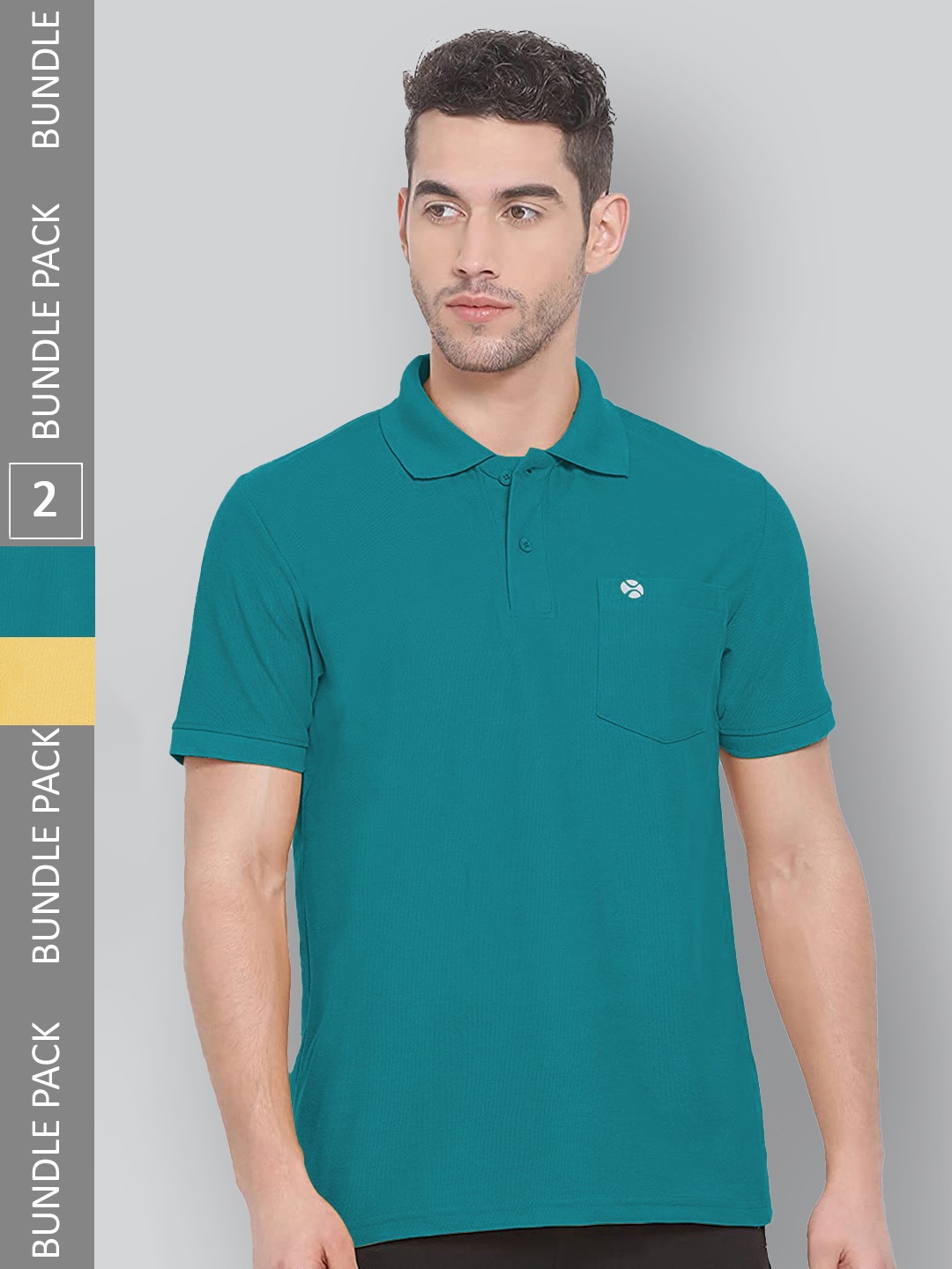 

LUX NITRO Pack Of 2 Polo Collar Anti Odour Cotton Blend Sports T-shirt, Teal