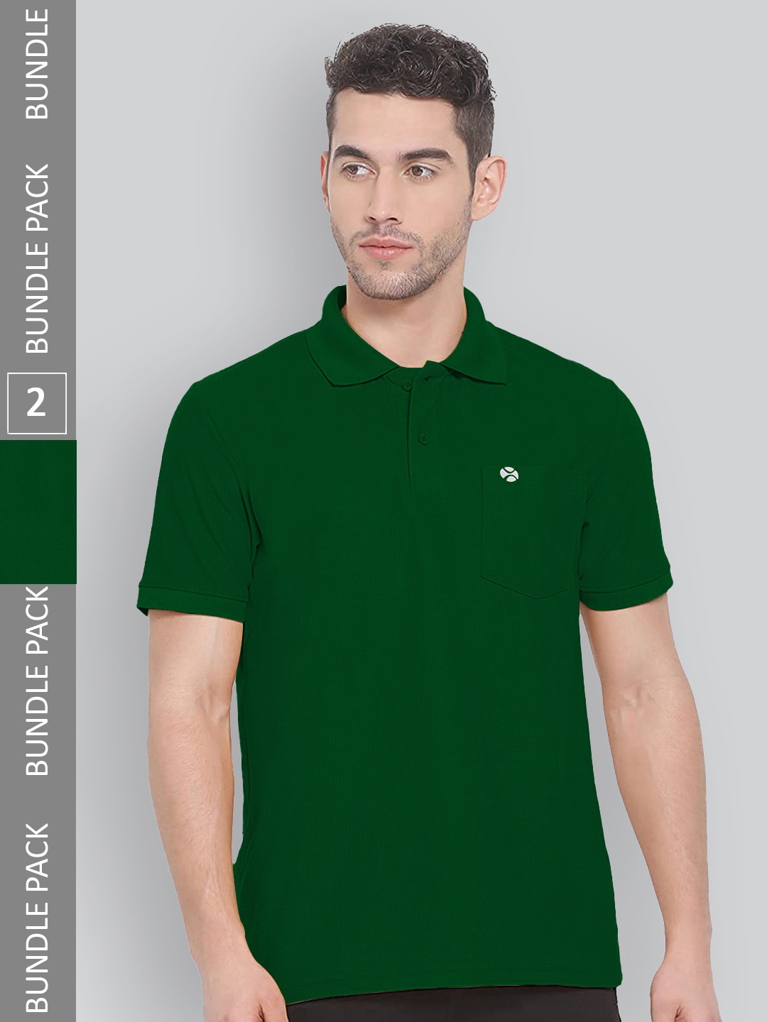 

LUX NITRO Pack of 2 Polo Collar Anti Odour T-shirts, Green